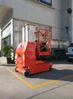 El palo automotor 9 del doble de la plataforma de trabajo aéreo mide alto Manlift en capacidad de cargamento roja 150Kg